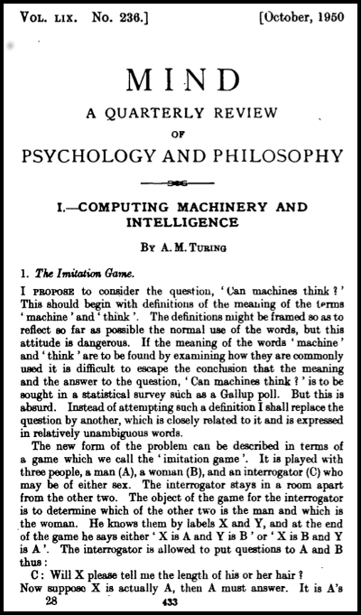 Computing Machinery and Intelligence